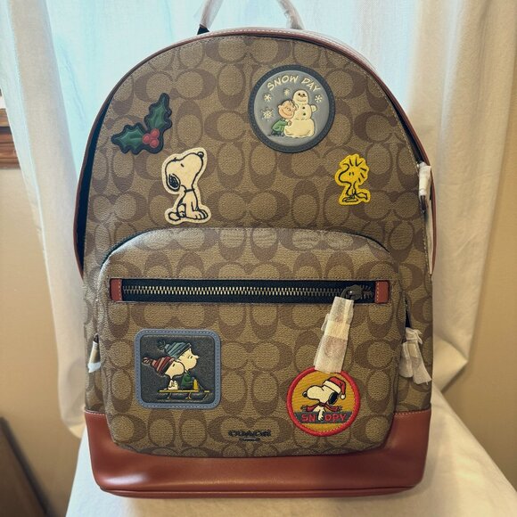 Coach X Peanuts West Backpack In Signature Canvas With Patches - New with tags - Picture 1 of 3